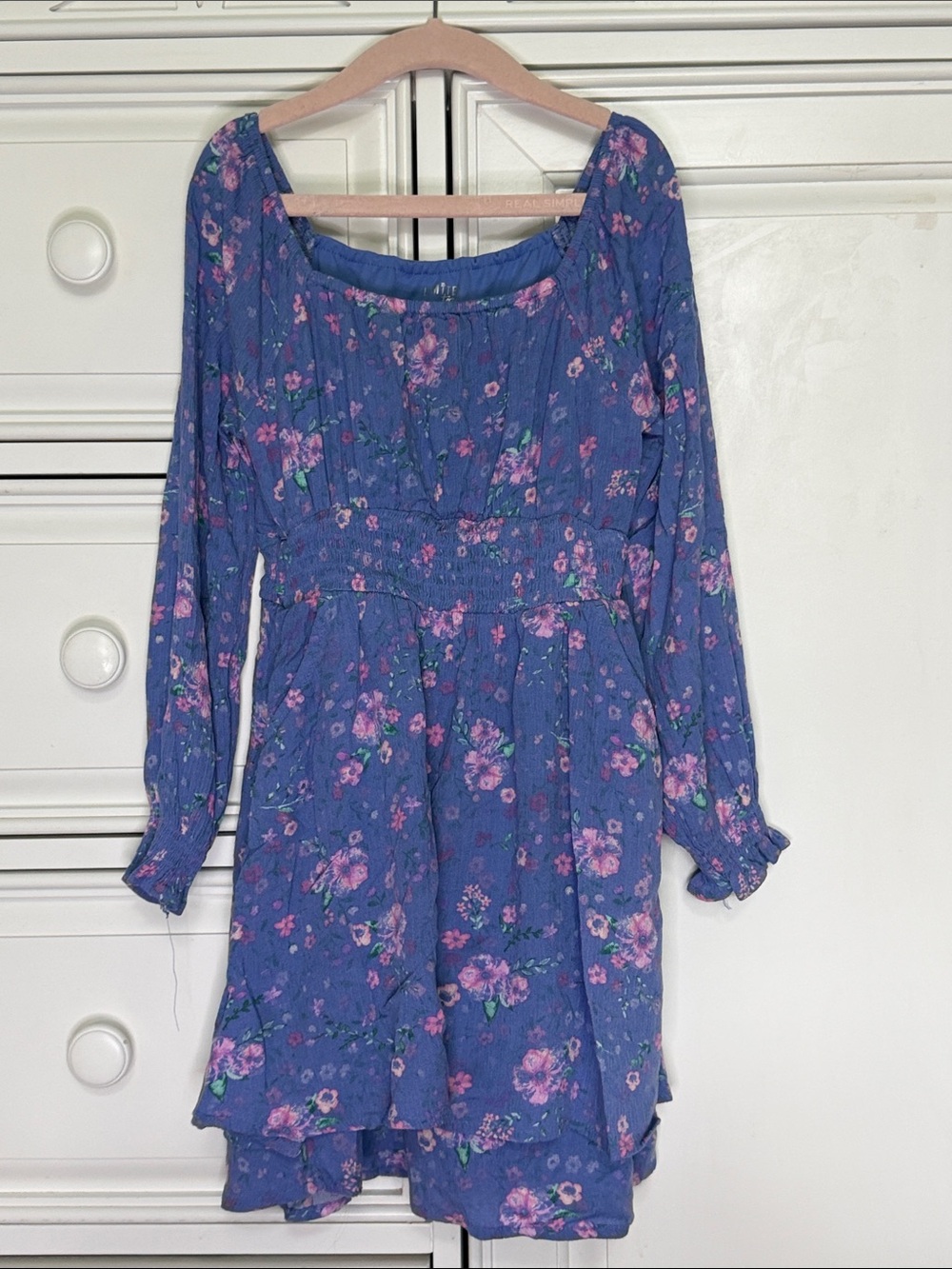 Limited Too Lavender Floral Casual Dress with Pink Accents